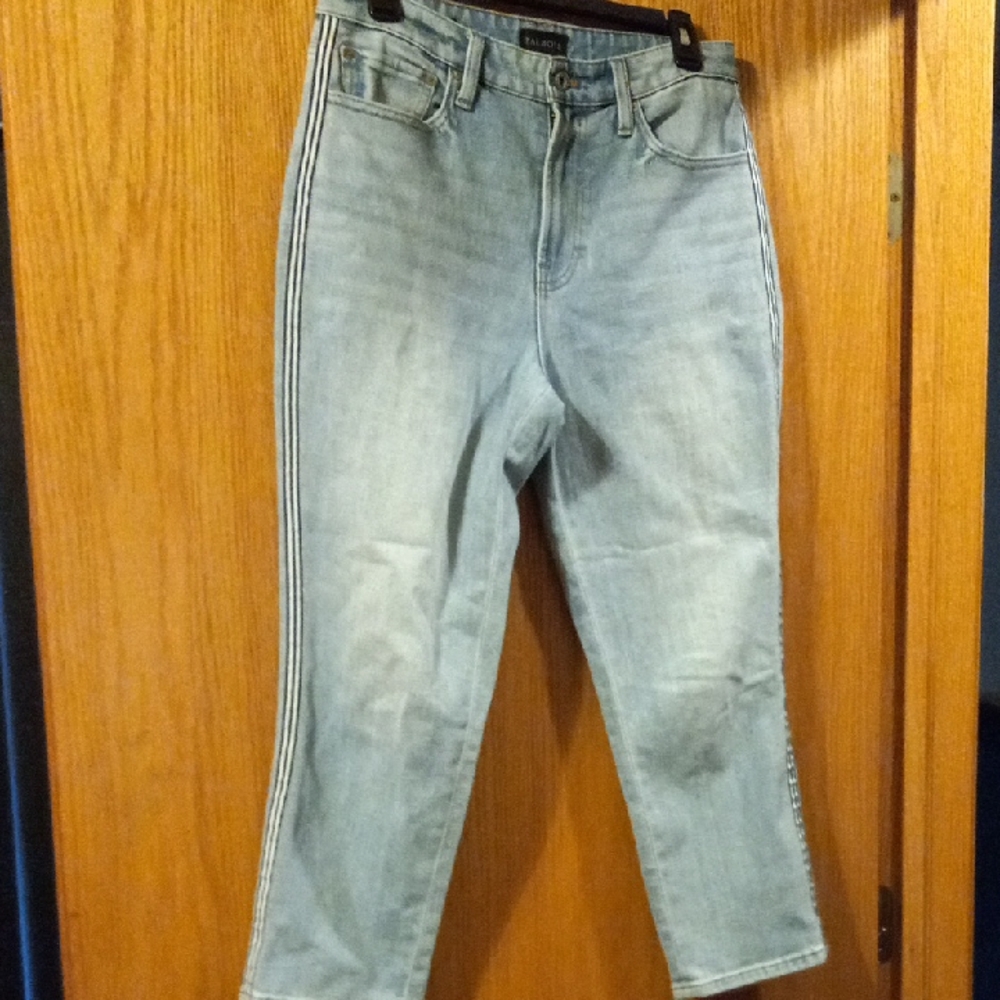 Womens talbots modern ankle jean Light Blue Denim Jeans with Side Stripes 6p